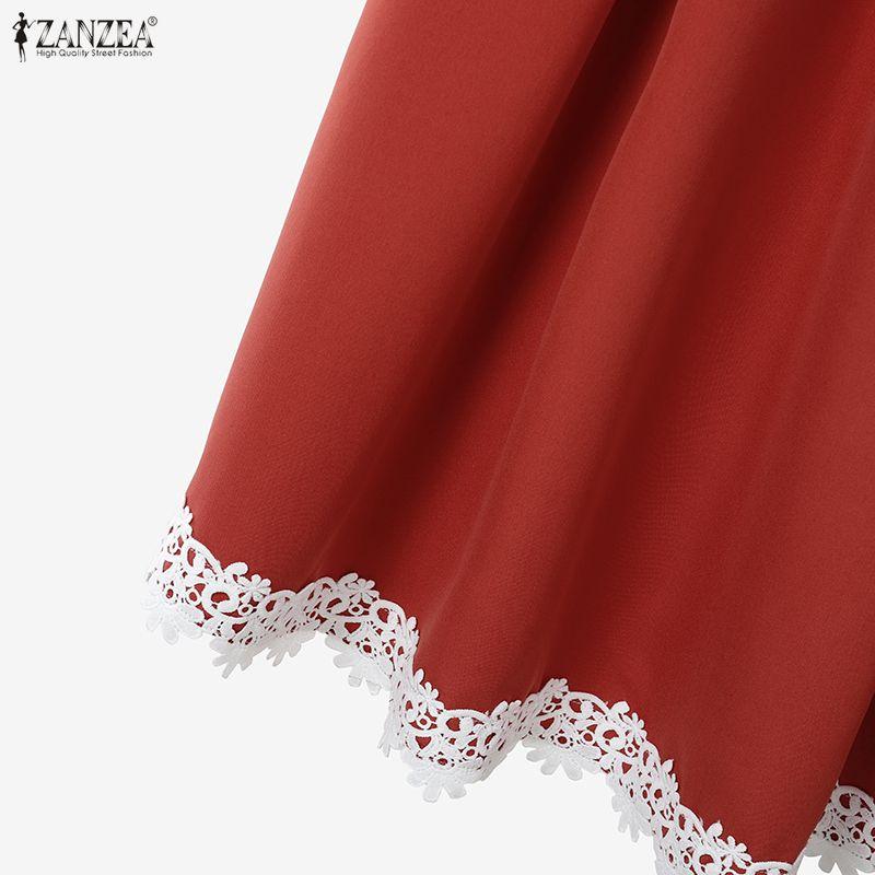 ZANZEA Damen Kurzarmbluse und lange Röcke Lässiger zweiteiliger Anzug