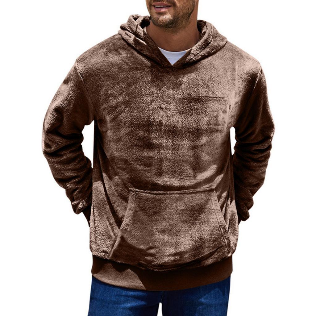 Sudadera de Hombre Oversize Holgada con Capucha Sudadera Suave y Peluda Casual Manga Larga