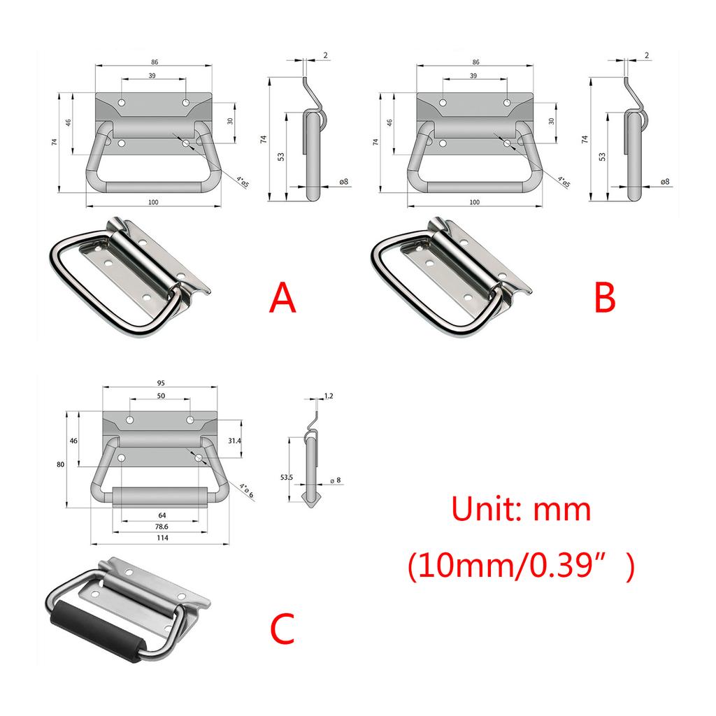 304 Stainless Steel Folding Handle Wood Box Handle Industrial Electric Cabinet Door Air Box Tool Equipment Box Handle