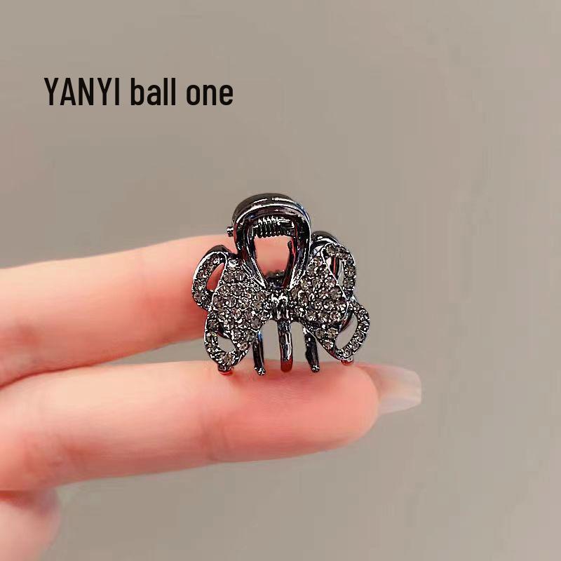 Korean Rhinestone Bow Claw Hair Clip - Exquisite Small Shark Clip for Bangs and Hair Accessories