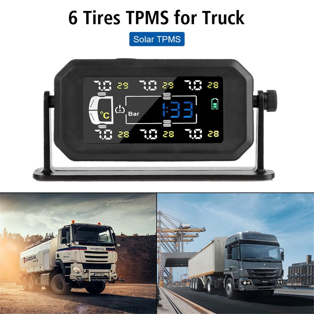 H13 Vrachtwagen Auto Bandenspanningsmeter 6 Externe Sensoren Bandenspanningsbewakingssysteem Intelligente Temperatuurwaarschuwing Brandstofbesparing