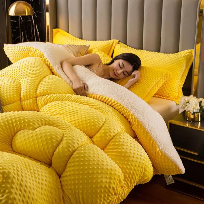 Double Quilt Very Warm Winter Duvet Lamb Cashmere And Soy Fleece Warm Wool Quilt Thicken Blanket Comforters Core for Double Bed