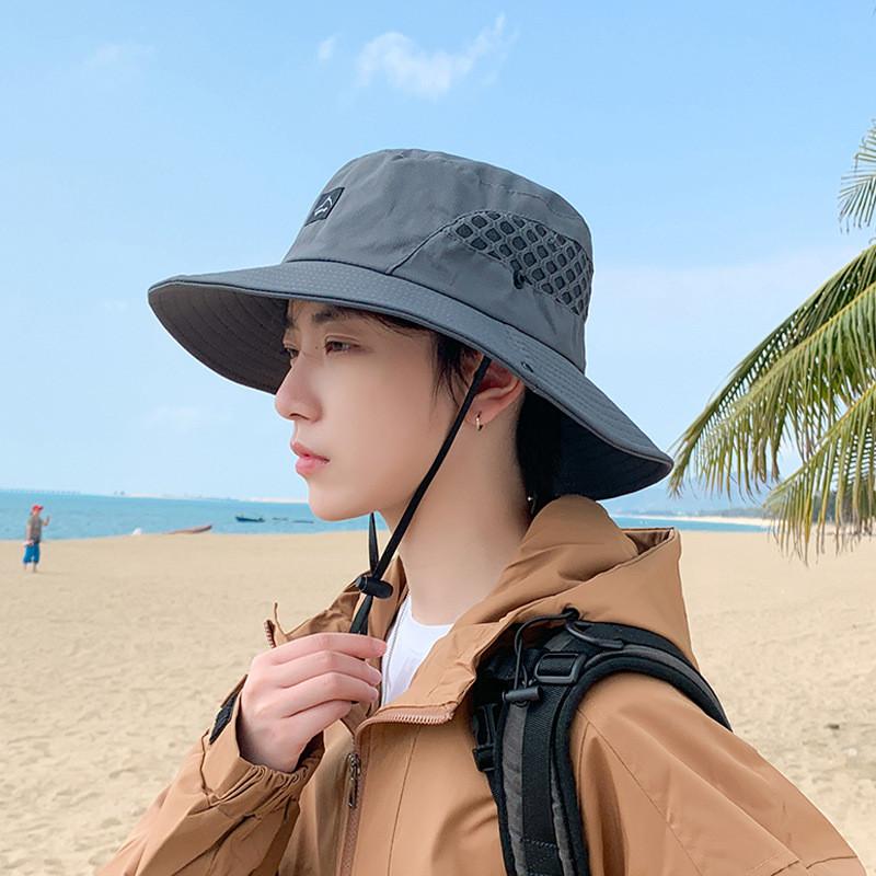 

Summer Men Breathable Mesh Fisherman Hat With Wide Brim For Outdoor Fishing And Hiking темно-серого