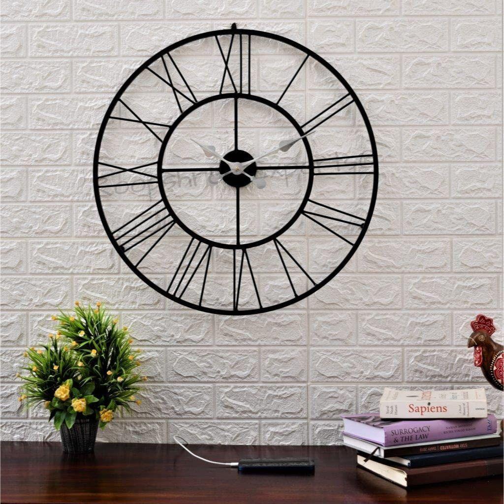 Uhr Eisen Abstrakt Analog Wanduhr (55 cm, Schwarz)