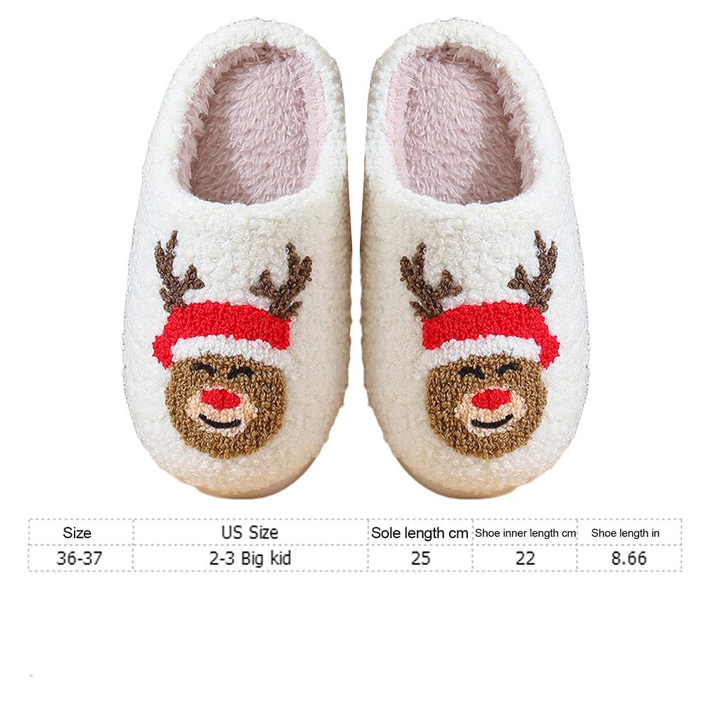 Children Christmas Cotton Slippers Breathable Thick Sole House Shoes Thicken Fluffy Flat Home Shoes for Winter Autumn