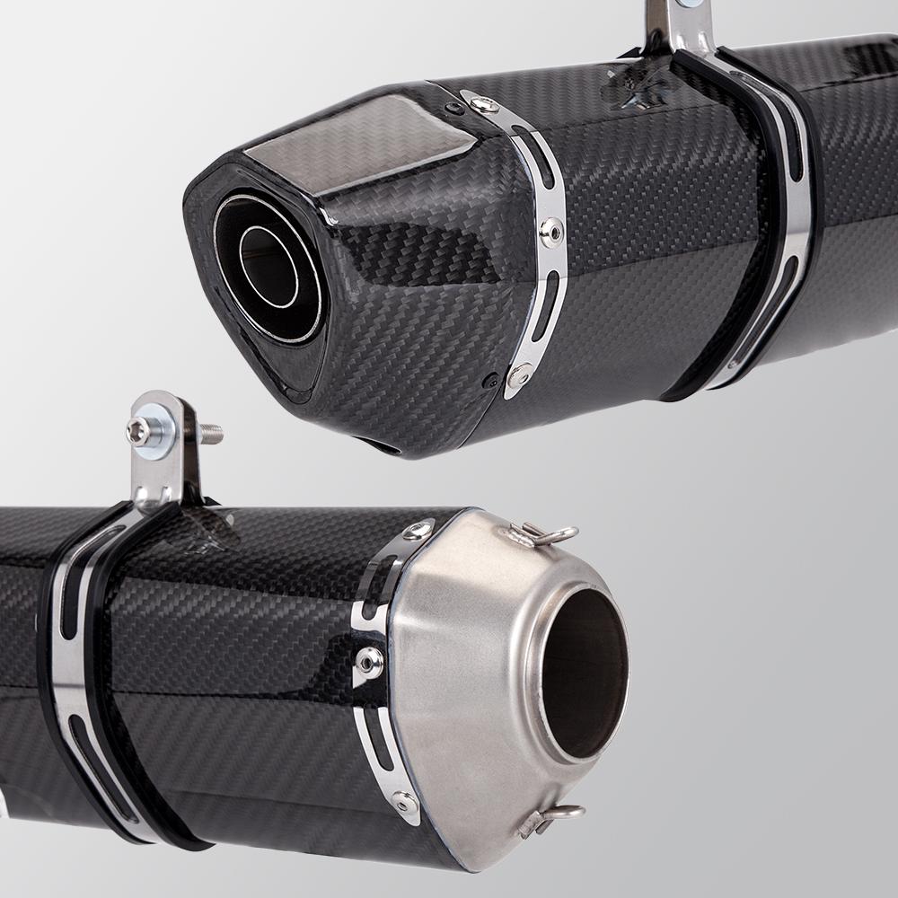 51MM Motorcycle Exhaust Carbon Muffler Universal Modified Scooter Tail Pipe for Gsxr150 Cbr150r Z400 R15 Z250 Mt15 250sr 370mm