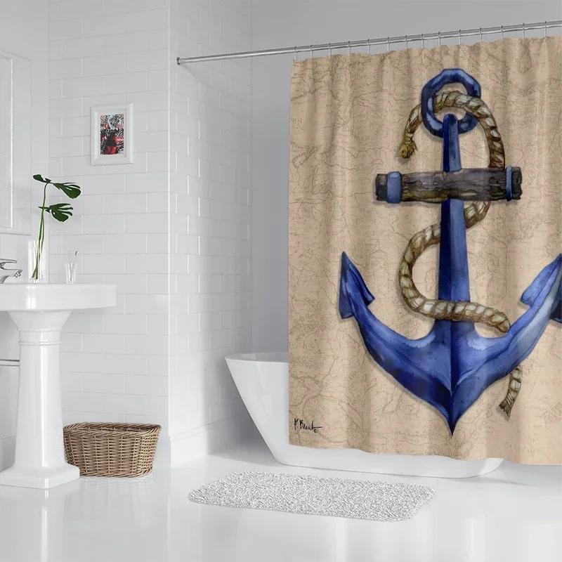 House Hold Waterproof Fabric Household Shower Curtain Accessories Shower Curtain 240 * 200 Home Marine Style Shower Curtain