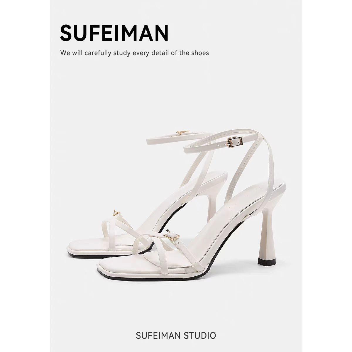 

2025 skirt high heels women s stiletto new good quack wear summer with black one-word strap sandals women are beautiful 40