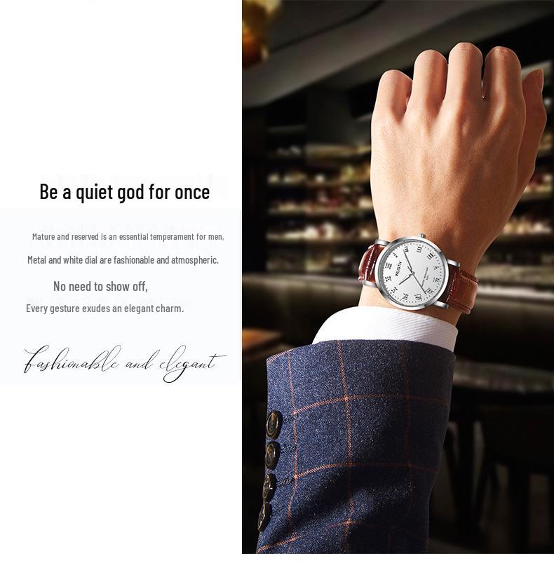 WLISTH Unisex Minimalist Luminous Watch with Steel & Leather Bands