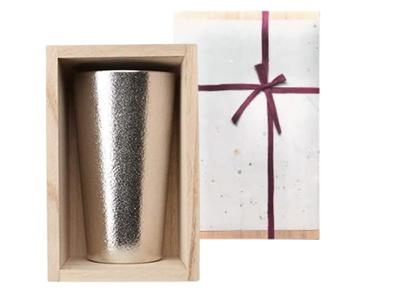 [Washi Paper Wrapping] Beer Cup In Paulownia Wood Box, 270ml