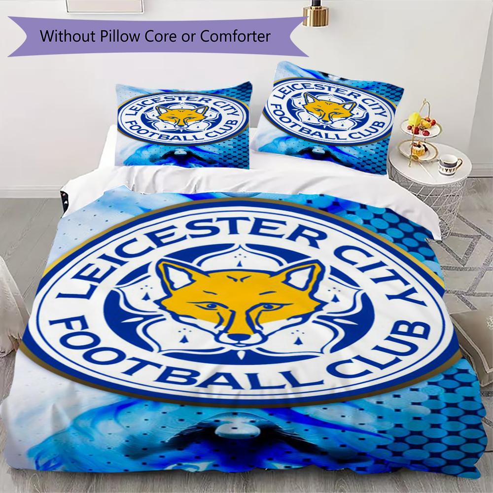 Leicester City Μοτίβο Σετ Κλινοσκεπασμάτων Κουβέρτα Κάλυμμα Μαξιλαροθήκη Διακόσμηση Σπιτιού Δώρο Γενεθλίων (1 * παπλωματοθήκη + 2 * μαξιλαροθήκη χωρίς πυρήνα)70