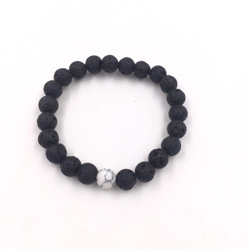 Unisex Rainbow Volcanic Stone Bracelets - European & American Couple Sets