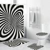 Black White Geometric Stereoscopic Fabric Shower Curtain Bathroom Curtains Set Anti-Skid Rugs Toilet Lid Cover Bath Mat Carpet