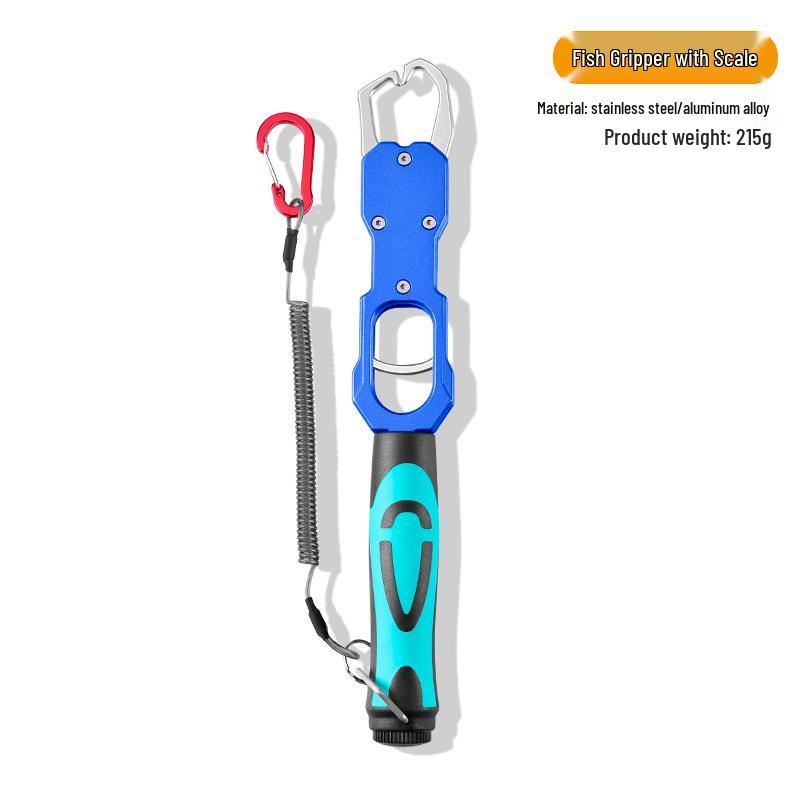 Многофункциональный набор щипцов для рыболовных приманок с весами и удлиненной ручкой-захватом для крупной рыбы синий