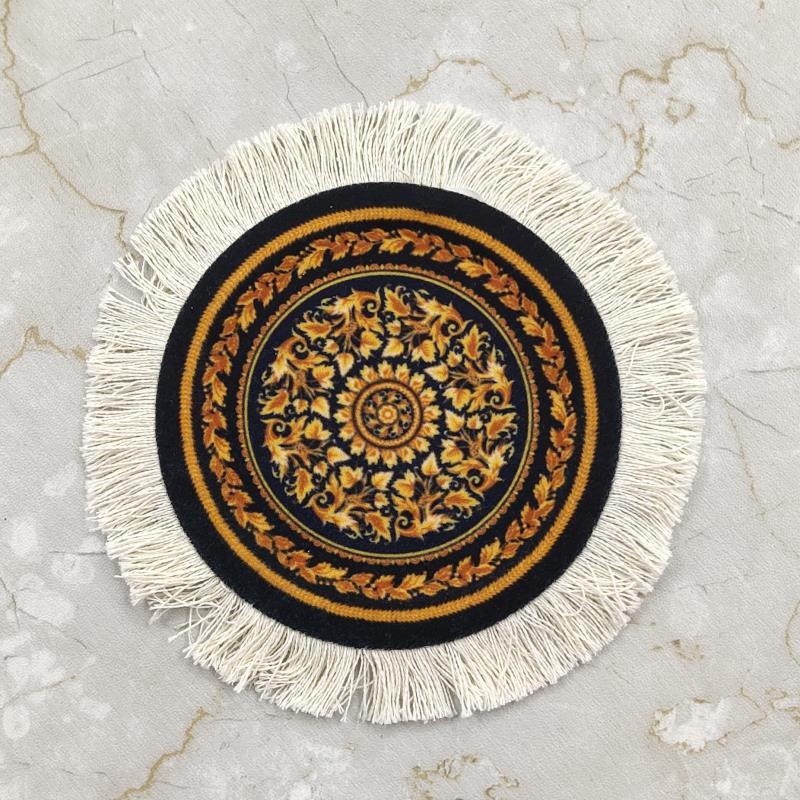 Tea Cup Pad Circular Mouse Wrist Guard Pad Dining Table Coffee Pad Retro Bowl Pad Patterned Design
