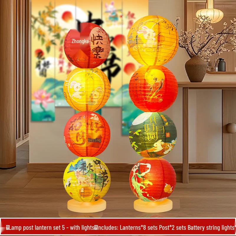 Ancient Style Foldable Lantern for Mid-Autumn Festival and National Day Display