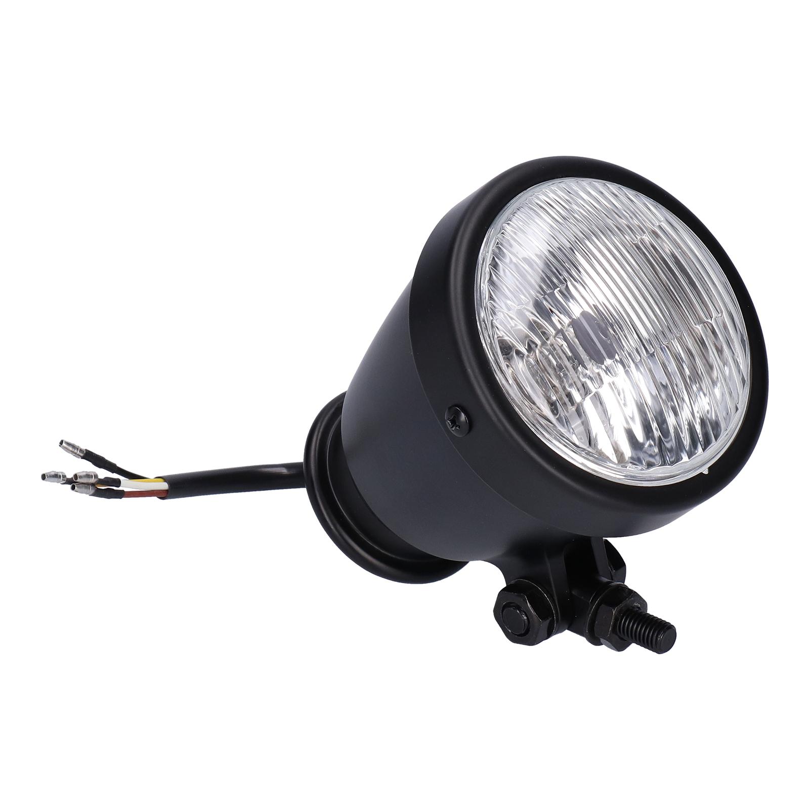 

4in Retro Motorcycle Headlight Round Lamp Clear Glass Lens 12V Universal Motorbike Headlamp