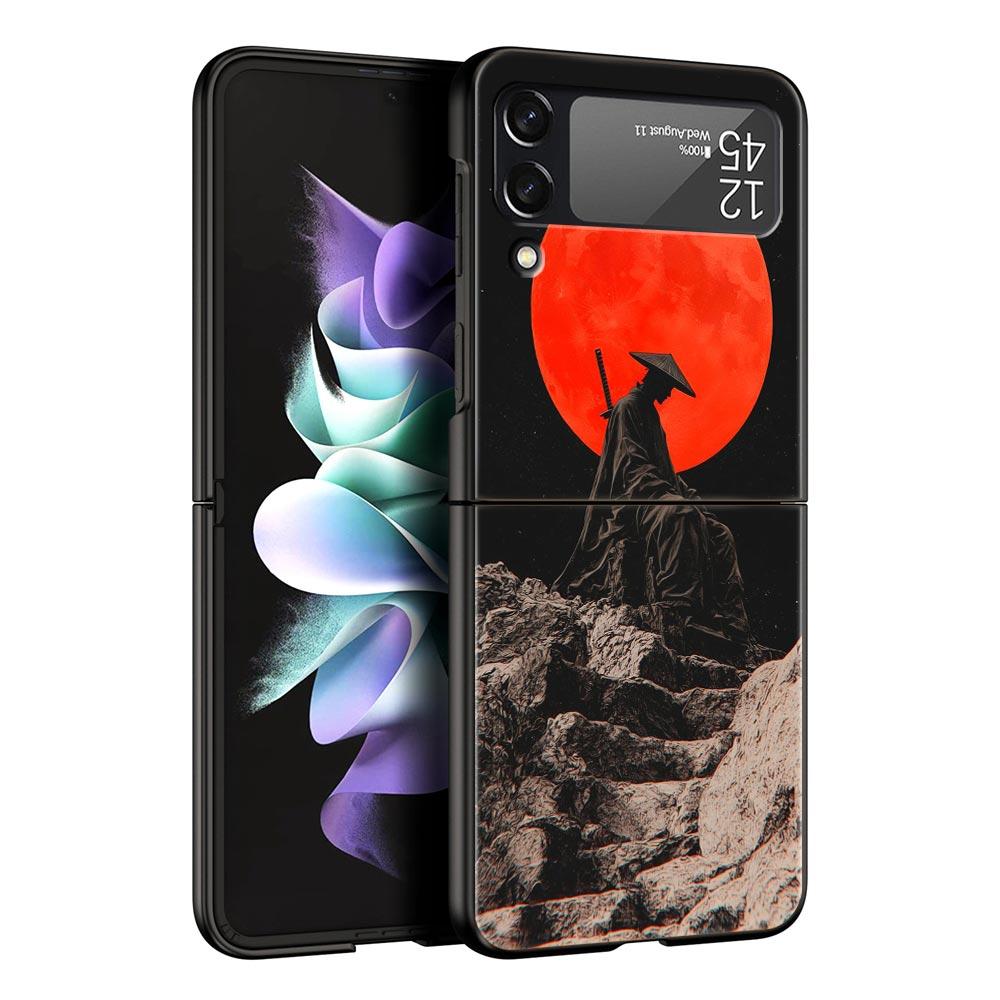 Japanese Bushido Samurai Phone Case For Samsung Galaxy Z Flip3 Flip4 Flip5 Case Shell For Z Flip 3 4 5 6 7 Hard Folding Cover
