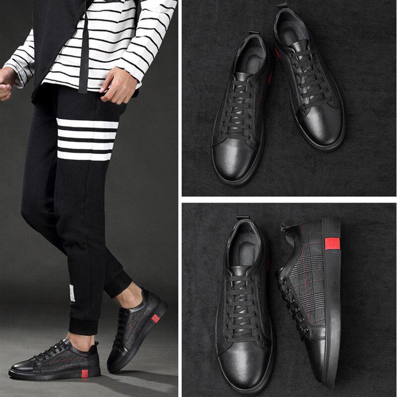 Scarpe in Vera Pelle Uomo Sneakers Nere Ins Marca di Moda Scarpe Uomo Pelle di Mucca Calzature Maschili Taglia Grande 45