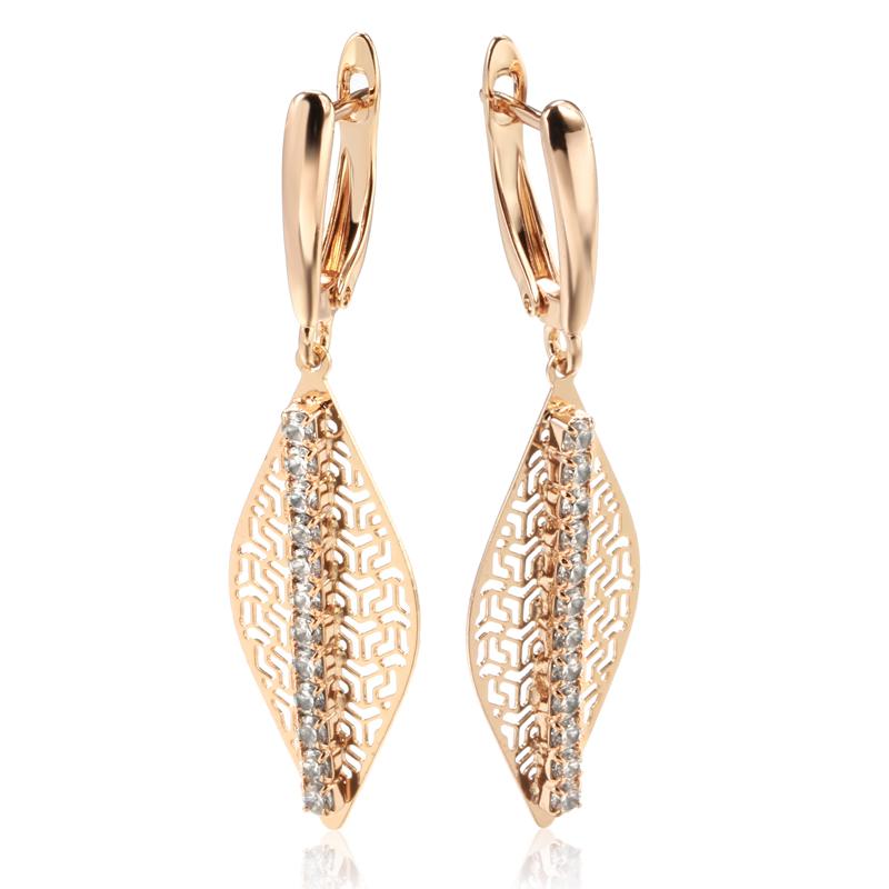 

Женские серьги-подвески Kinel с блестящим натуральным цирконом, длинные серьги цвета розового золота розового золота