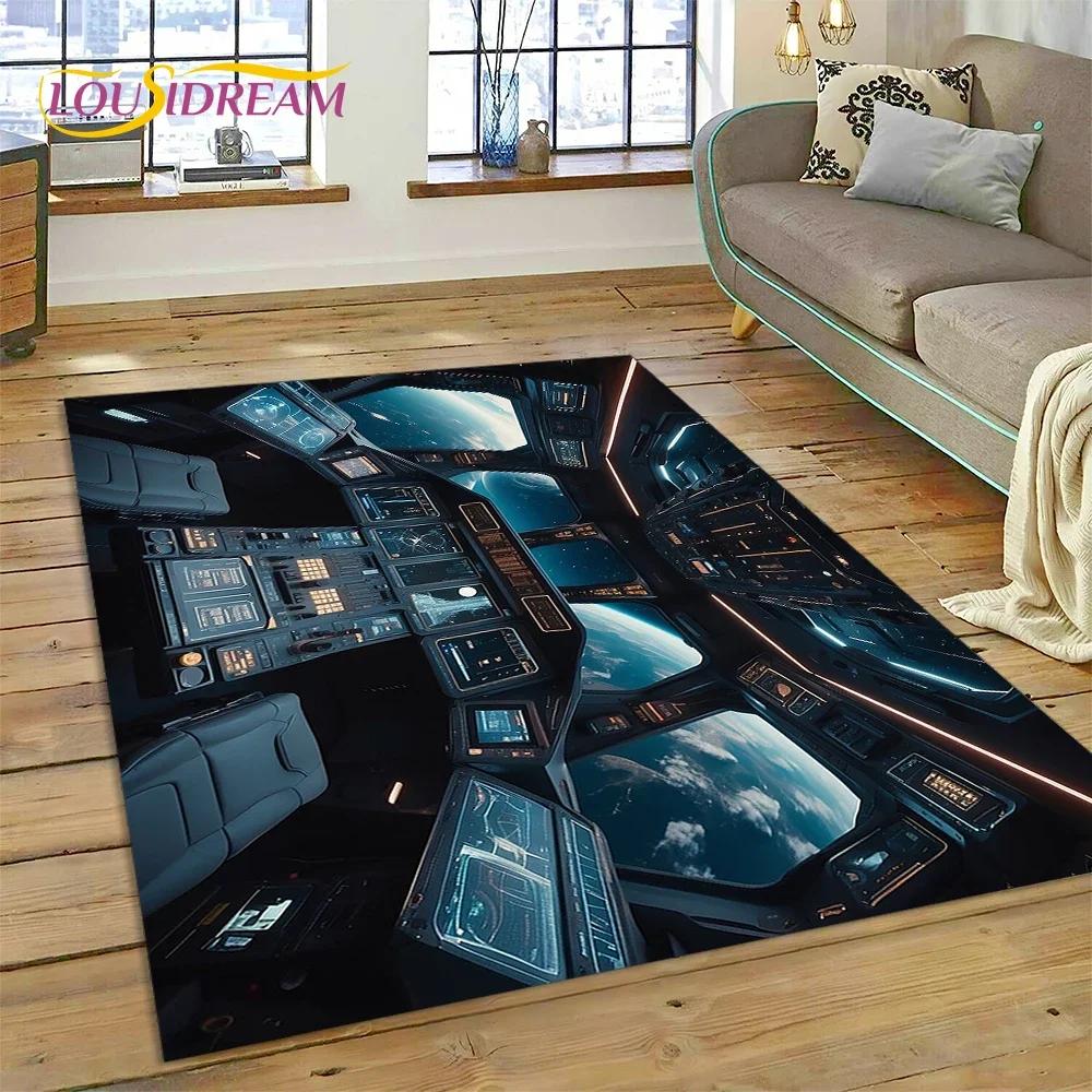 Aircraft Control Cockpit Cabin Spacecraft Dashboard Carpet Rug for Bedroom Living Room Sofa Decoration,Kid Large Decor Floor Mat