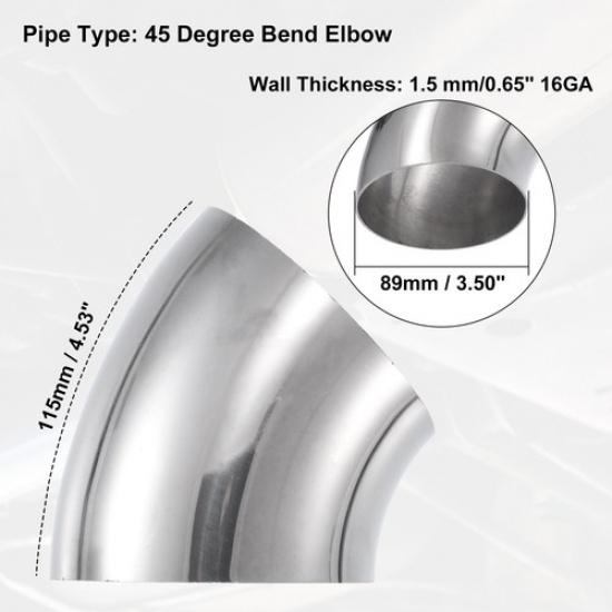 OD 35" 45 Degree Mandrel Bend Elbow SS304 Stainless Steel Bend Exhaust Tube