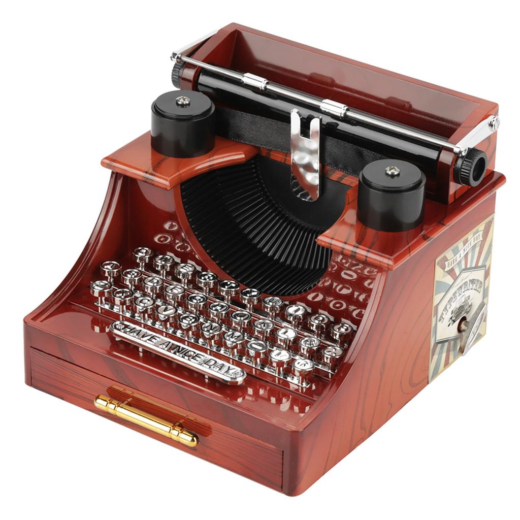 Mini Vintage Style Creative Retro Typewriter Clockwork Music Box Gift Table Decoration