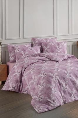 Conjunto de Cama Diego 4 Peças, Capa de Edredom, Lençol de Cima, Fronha, Tamanho Casal, Autopadronizado, Casamento, Uso Diário Lila