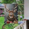 2D Flat, 2D Flat,Charming Winter Elk & Snowflake Garden Flag - Double-Sided, Durable Polyester - Perfect for Outdoor Decor, Lawn, and CourtyardFlagpol