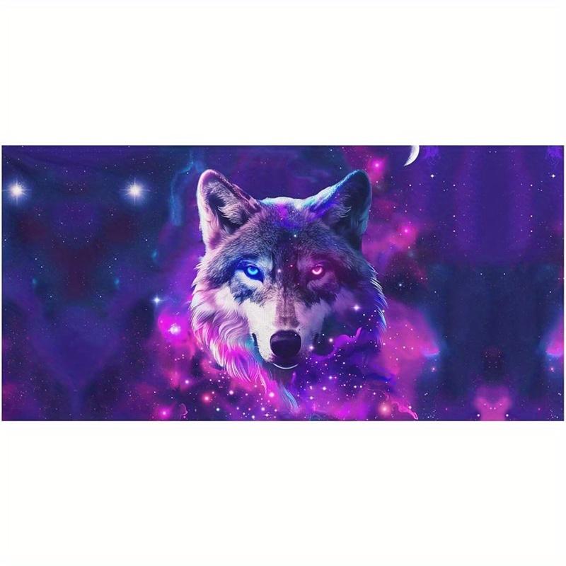 Beach Towel Cosmic Wolf Pattern Sun Protection Windproof Suitable for Swimming Pool Camping Travel Blanket W30*H60(CM)