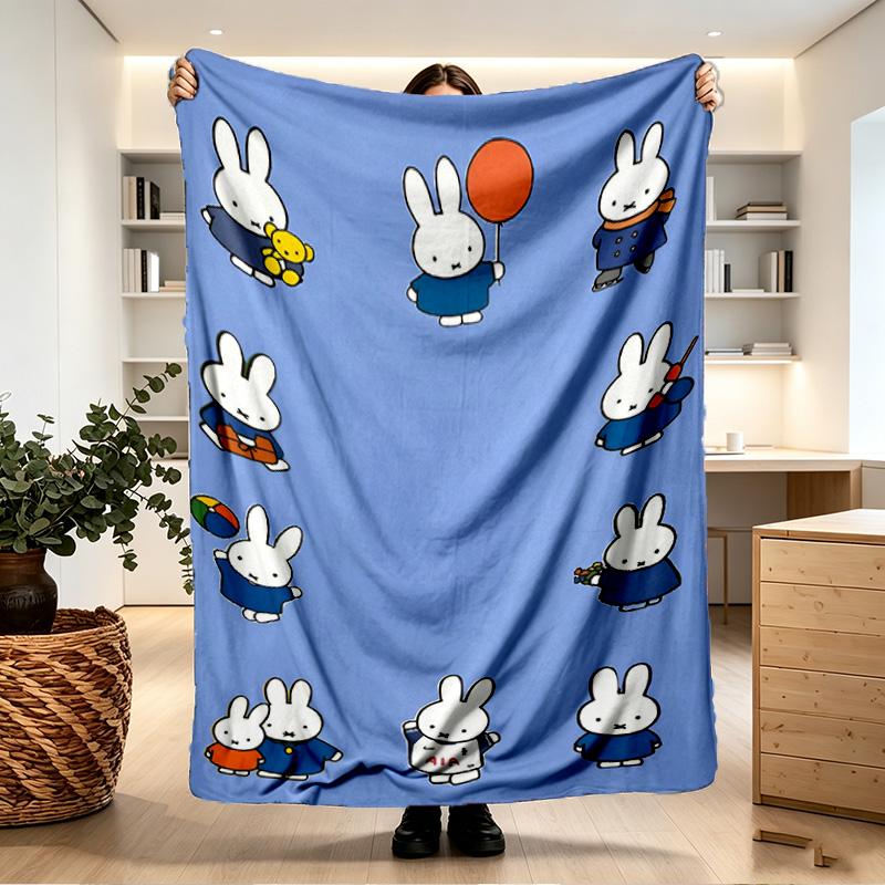 Miffy Print Blanket - Soft & Comfortable, for Bedroom, Travel, Sofa, Home Decoration - Birthday Christmas Gift for Friend