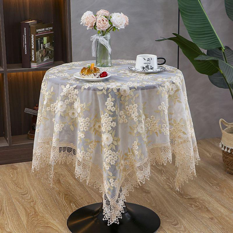 

Элегантная белая кружевная скатерть во французском стиле с цветочным узором - полиэстер, прямоугольная, тканый дизайн ручной работы для романтического ужина, свадьбы 100*100CM