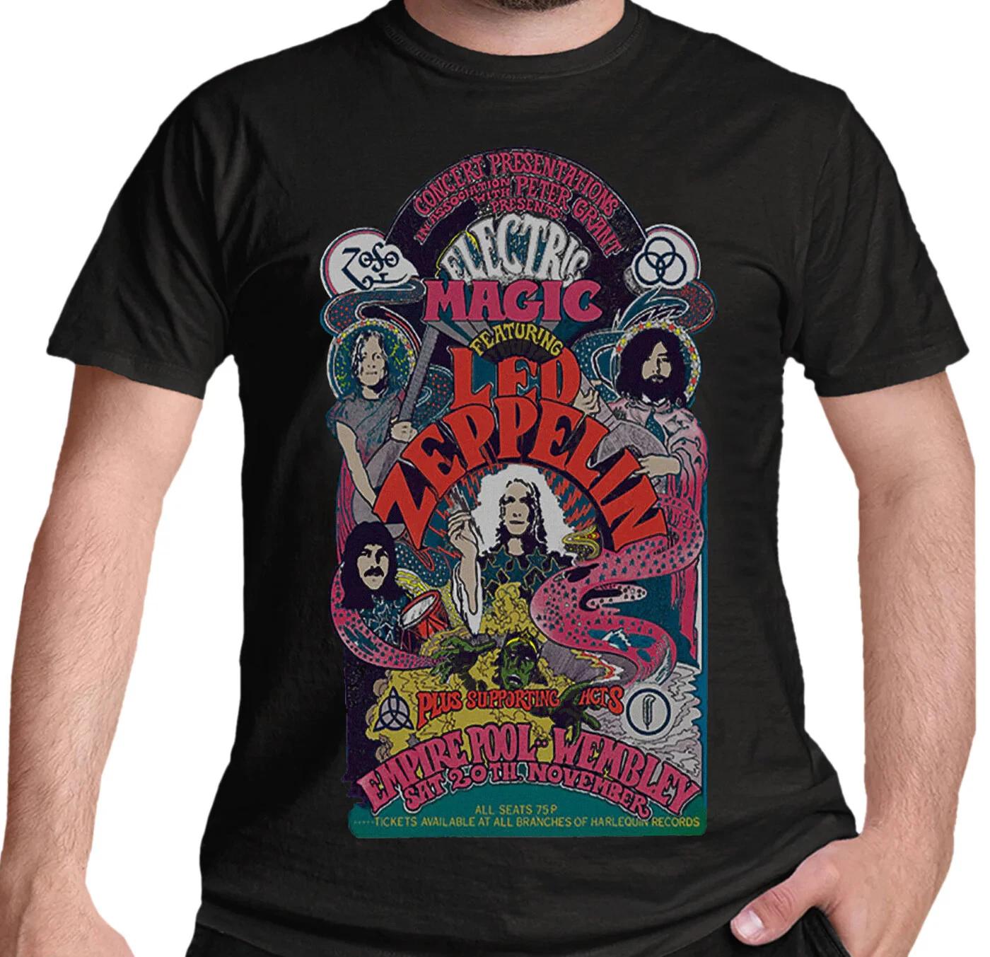 Официальная футболка Led Zeppelin Electric Magic Rock Цветной логотип Черный Новая S-2XL 4XL
