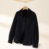TUHUANG Women's Cashmere Wool Blend Short Lapel Coat