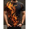 Fashion Men's Trend T-Shirts Short Sleeve Flame Series 3d Printed Street T Shirt O-Neck Casual Tops