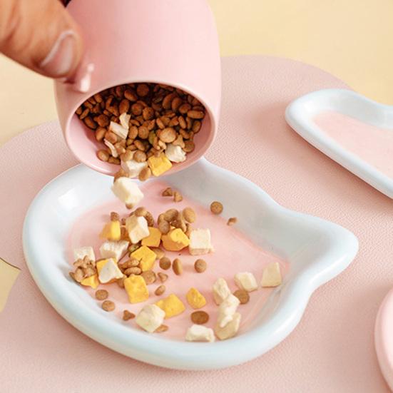 Ceramic Cats Feeding Bowl Whisker Friendly Kitten Food Dish Wide Shallow Pet Feeder