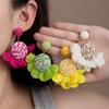 Dopamine Woven Flower Earrings Women'S Summer Seaside Vacation Wind Stud Earrings Niche Light Luxury High-End Earrings Jewelry