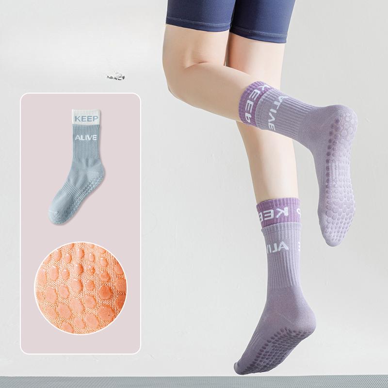 Female Summer Cotton Fitness Dance Pilates Yoga Non Slip Exercise Tube Floor Socks