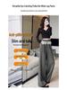 Black Polka Dot High Waist Lace Trim Wide Leg Sporty Pants for Women - Slimming, Casual, Spring/Autumn 2025