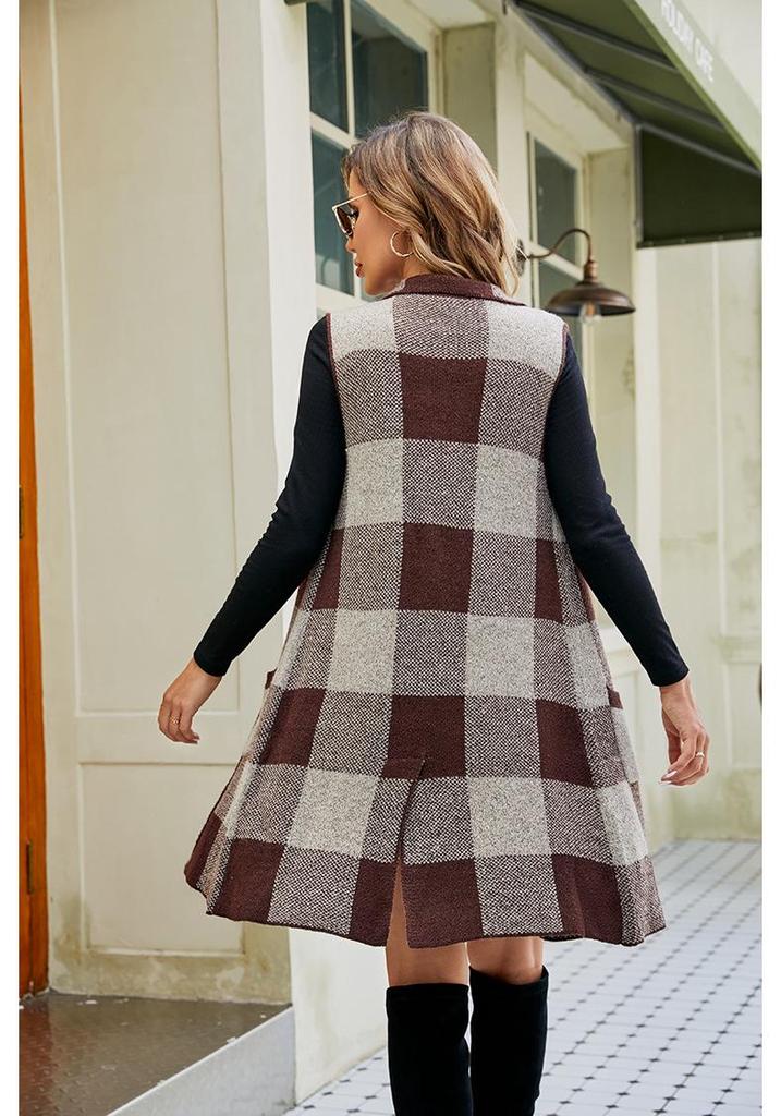 Autumn Winter Sleeveless Knit Vest with Suit Collar