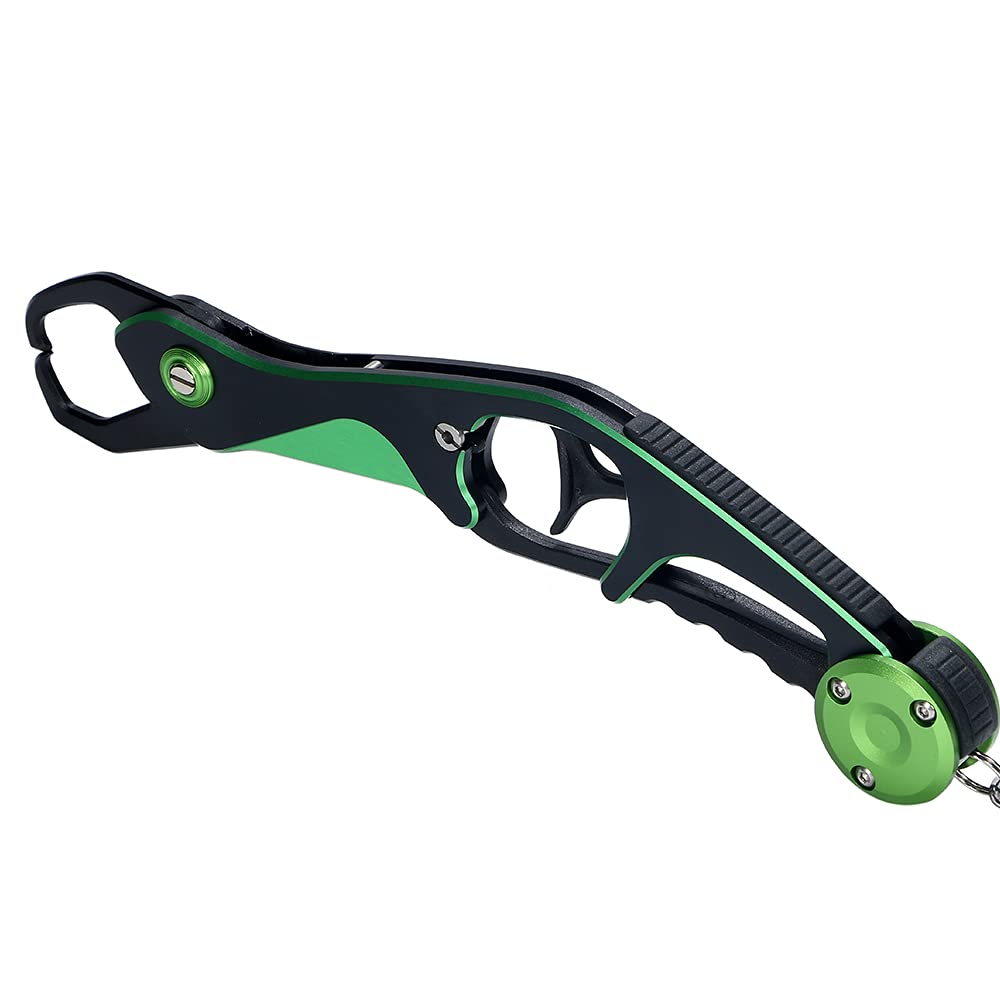 Fish Grip Fish Catcher Ultra Lightweight Aluminum Fish Grabber with Safety Rope (Green)