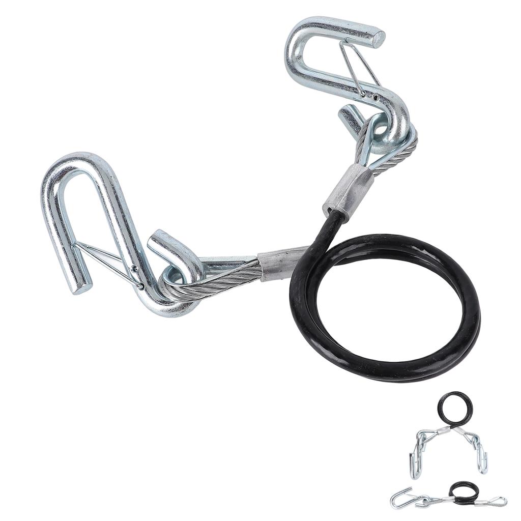 Trailer Safety Towing Cable With S Hook 3500lbs Load Bearing 27.6in Maximum Extension Length Spring Towing Rope For RV