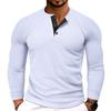 Men's Solid Color Round Neck Long Sleeve T-shirt Casual Sports Raglan Top