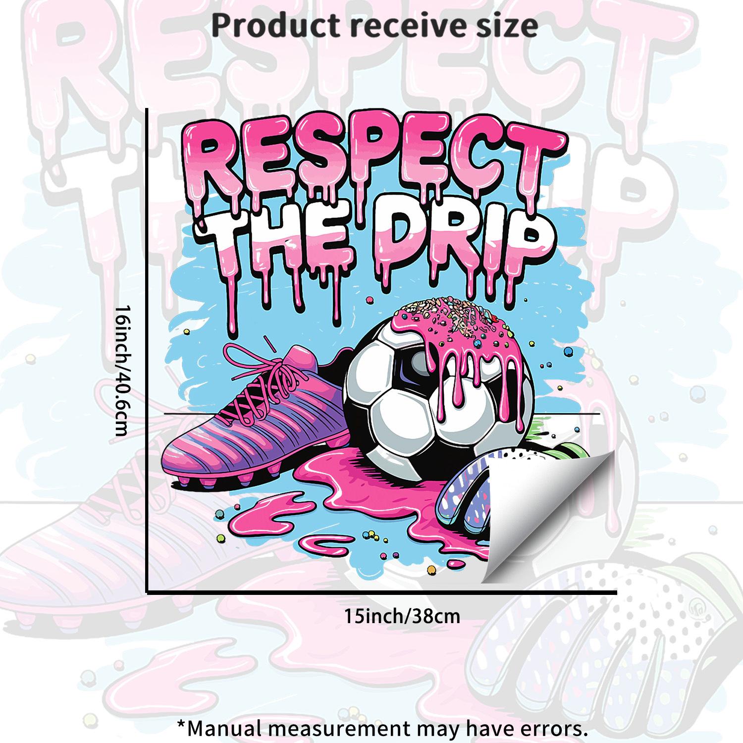 

Creative RESPECT THE DRIP Football Self Adhesive Static Cling Wall Window Sticker for Bedroom Living Room Balcony Glass Decor as pic разноцветный
