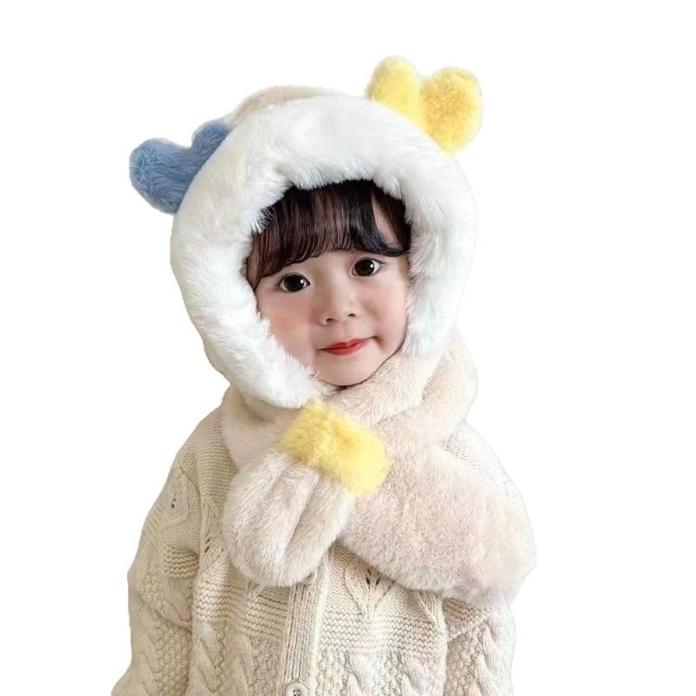 Windproof Winter Baby Hat Scarf Plush Infant Beanies Cap Cute Kids Hat Hooded Scarf