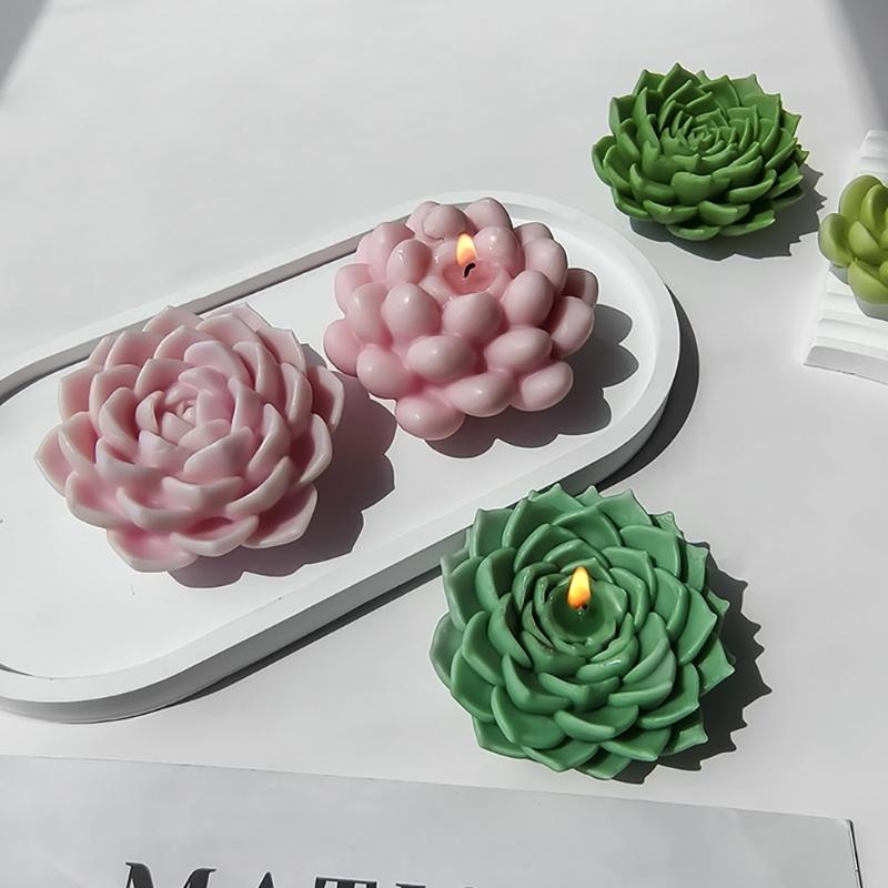 DIY Geometric Silicone Mold Succulents Shape Concrete Moulds Realistic Craft Molds Resin Moulds for Hand-Making Candle