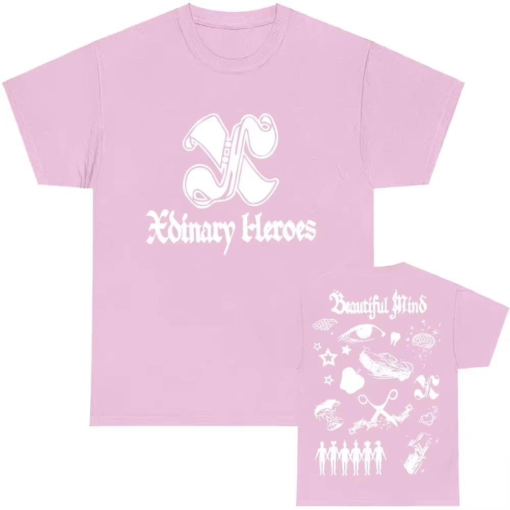 2026 Beautiful Mind Xdinary Heroes Koreaanse Jongensband Print Korte Mouw Katoenen Top voor Mannen Grafisch T-shirt Lentezomer nieuw