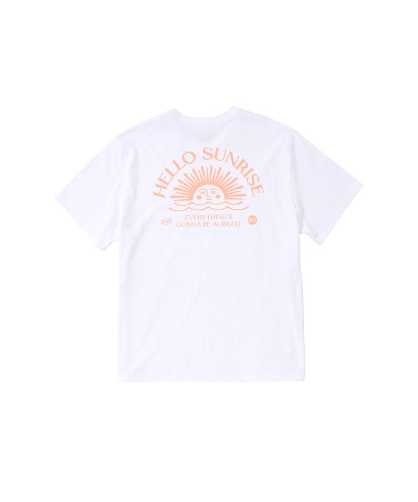 HELLO SUNRISE Mini Og Logo Tee_White & Salmon