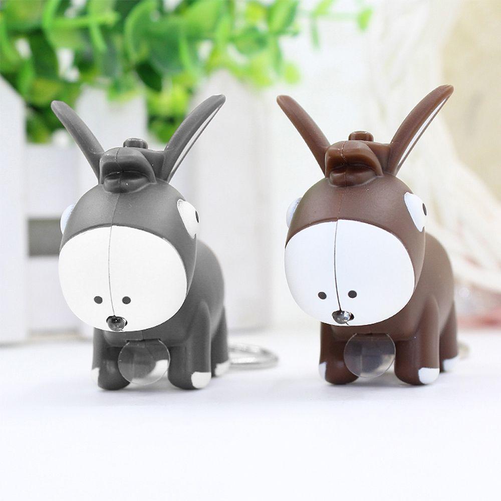 Lovely Donkey Shape Vocal Key Chain Key Ring Luminous LED Light