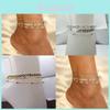 3pcs Set Of Exquisite Summer Beach Fashion Fishbone Chain Crystal Zircon Anklet